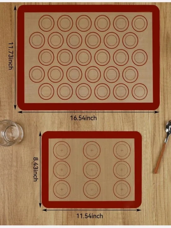 Silicone Baking Mats Set of 3- Red Trim-2 Half Sheets and 1 Quarter Sheet - Picture 2 of 2